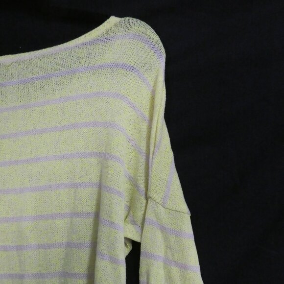 FLUO | medium | Vibrant Yellow and Grey Striped Long Sleeve Top - Picture 12 of 16